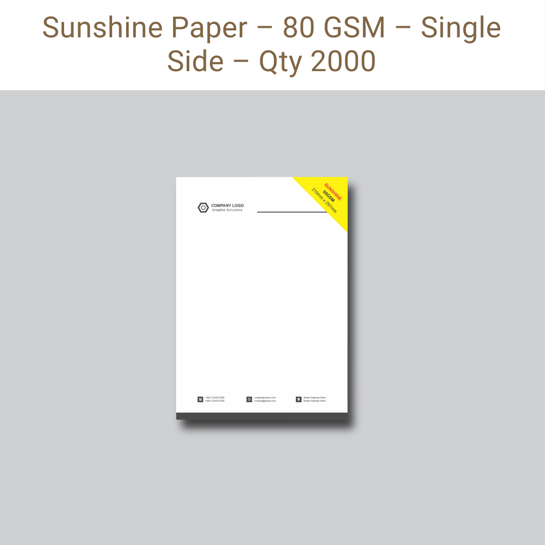 Picture of Sunshine Paper – 80 GSM – Single Side – Qty 2000