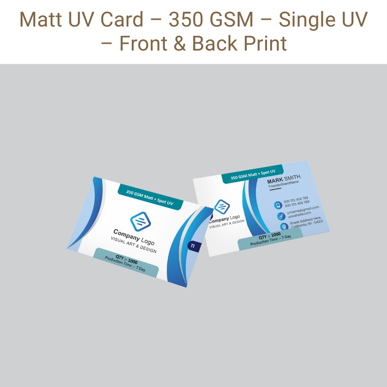 Picture of Matt UV Card – 350 GSM – Single UV – Front & Back Print