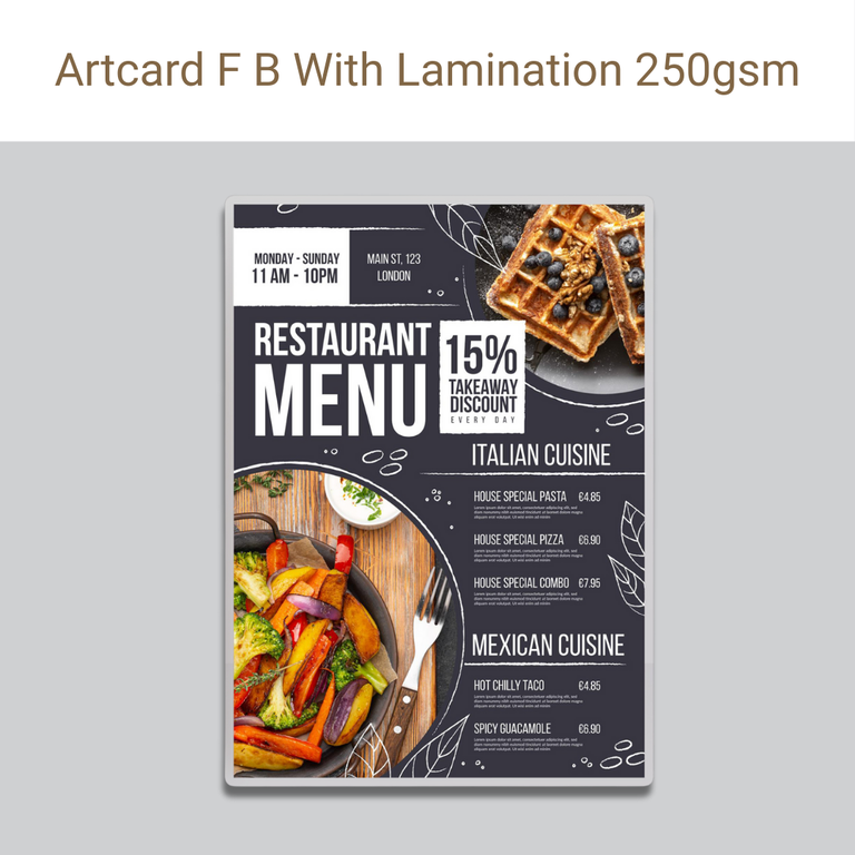 Picture of Art Card – 250 GSM – Front & Back – Lamination – Qty 500