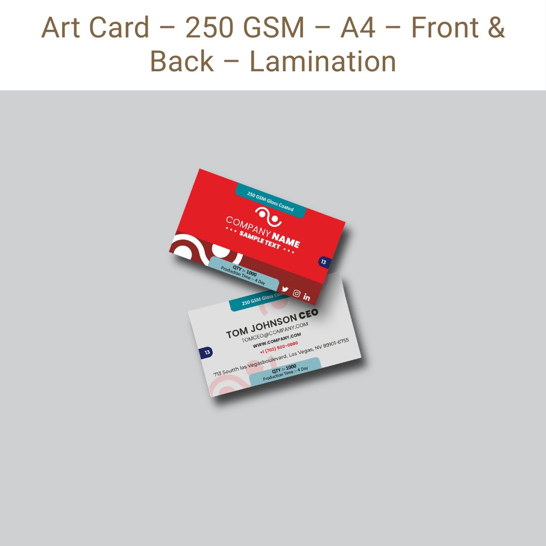 Picture of Art Card – 250 GSM – A4 – Front & Back – Lamination